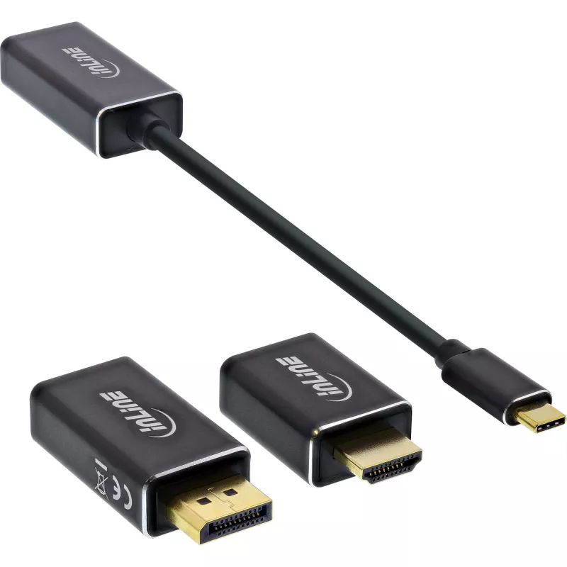 Zestaw konwerterów wyświetlacza InLine USB 6-w-1, 4K/60Hz czarny