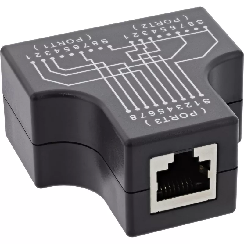 InLine Cat.5e STP T-Adapter gniazdo RJ45 na 2x gniazdo RJ45 czarny