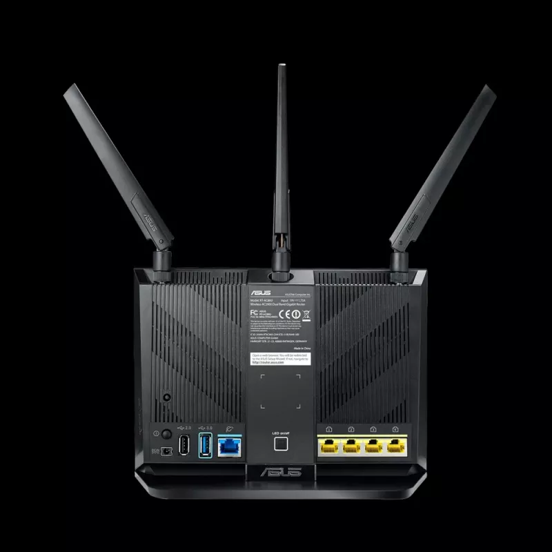 Bezprzewodowy router stacjonarny ASUS RT-AC2900, dwuzakresowy 2,4/5 GHz, Wi‑Fi 5 (802.11ac), 2917 Mb/s, Gigabit Ethernet, 4 porty LAN, USB, 4 anteny