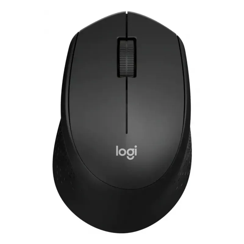Mysz Logitech M330 SILENT PLUS — bezprzewodowa RF, praworęczna, 1000 DPI, 3 przyciski, kółko przewijania, czarna, zasilana bateryjnie