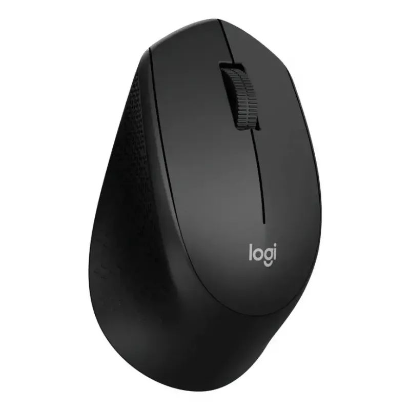 Mysz Logitech M330 SILENT PLUS — bezprzewodowa RF, praworęczna, 1000 DPI, 3 przyciski, kółko przewijania, czarna, zasilana bateryjnie
