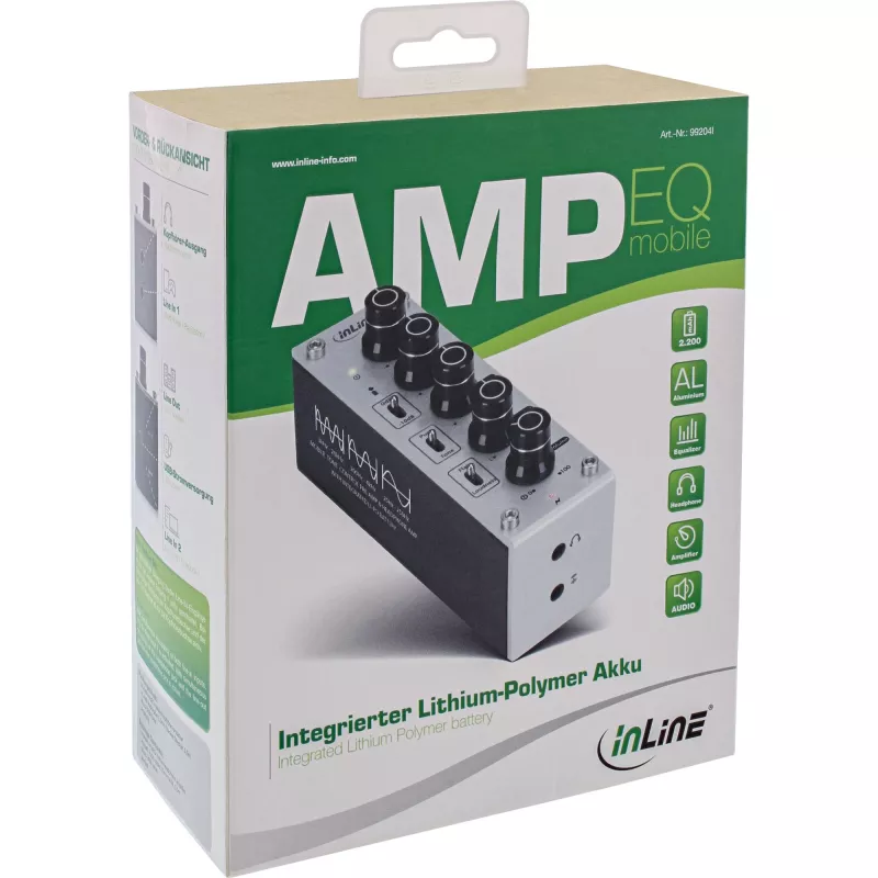 InLine AmpEQ mobile, Tri-Tone Hi-Res AUDIO Przedwzmacniacz i wzmacniacz słuchawkowy, stereofoniczny 3,5 mm