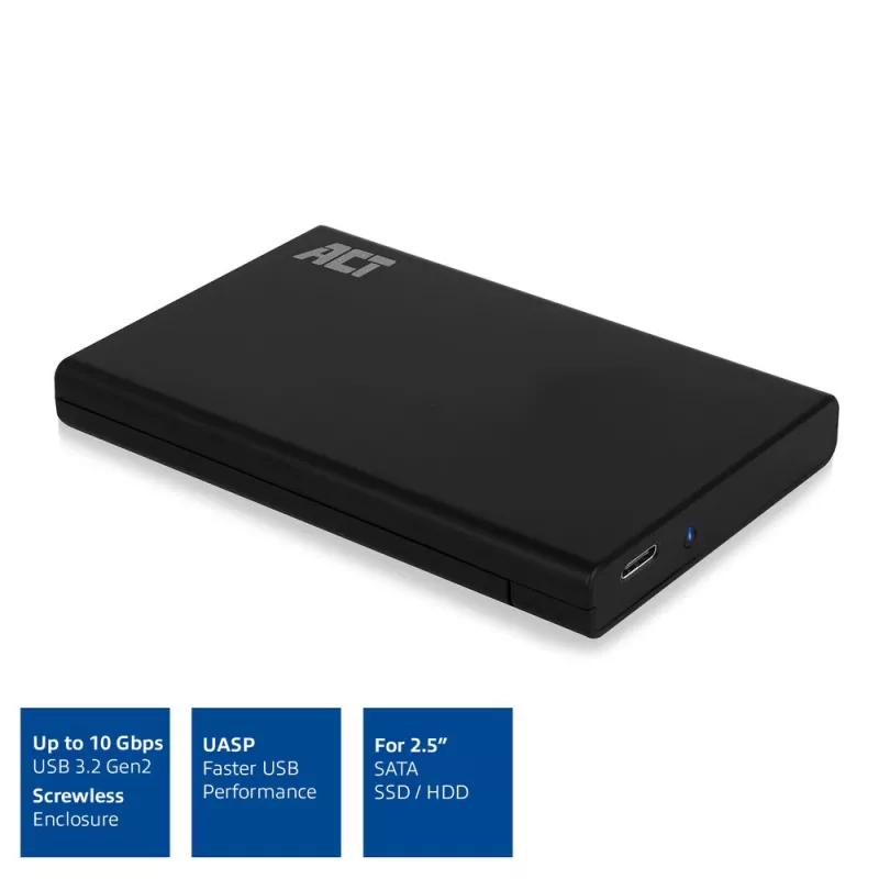 Obudowa HDD/SSD ACT AC1225 2,5 cala SATA USB-C 3.2 Gen2 Czarna