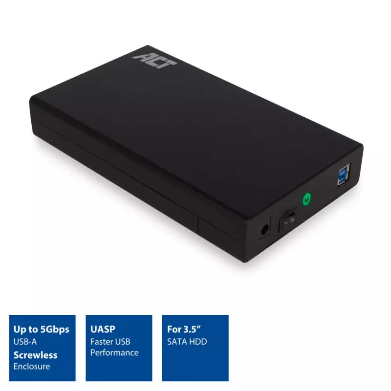 Obudowa HDD/SSD ACT AC1405 3,5 cala SATA USB 3.2 Gen1 Czarny