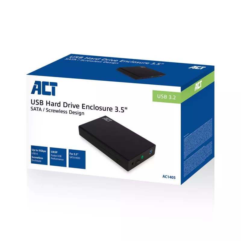 Obudowa HDD/SSD ACT AC1405 3,5 cala SATA USB 3.2 Gen1 Czarny