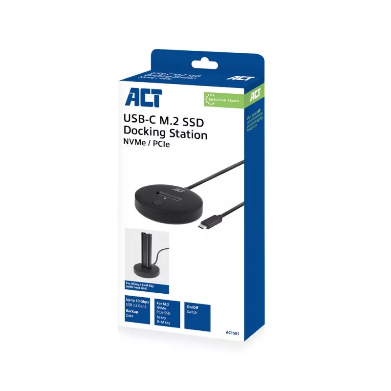 Stacja dokująca ACT M.2 NVMe/PCIe SSD USB-C 3.2 Gen2 Czarna