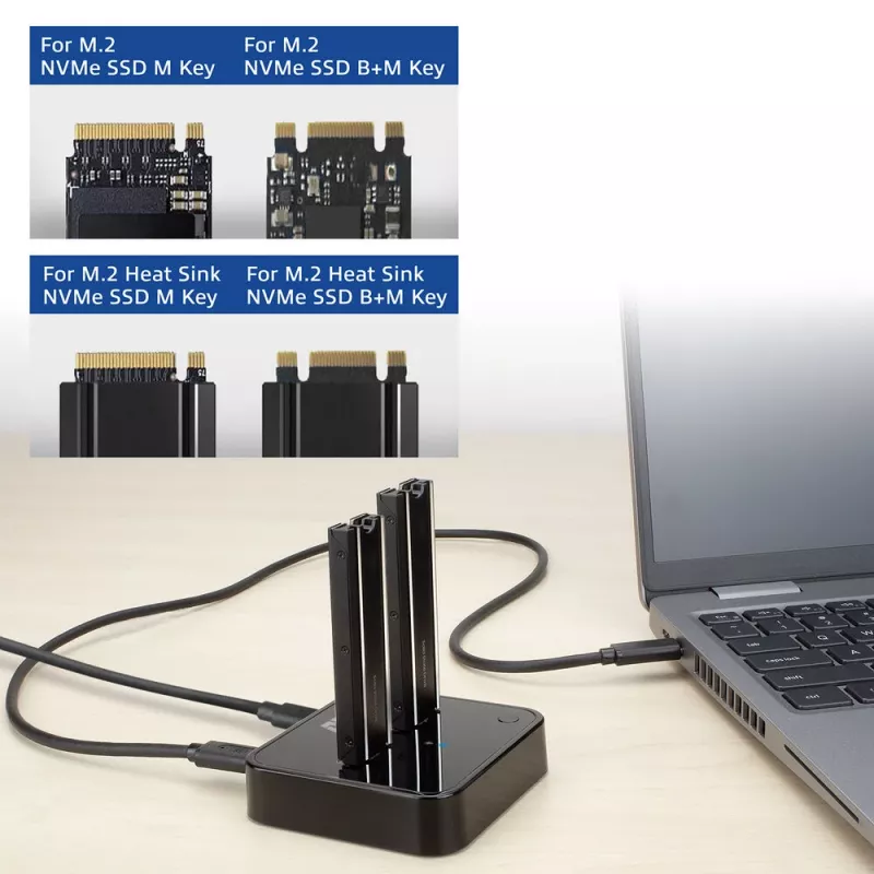ACT M.2 NVMe/PCIe dualna stacja dokująca do klonowania SSD, USB-C 3.2 Gen2