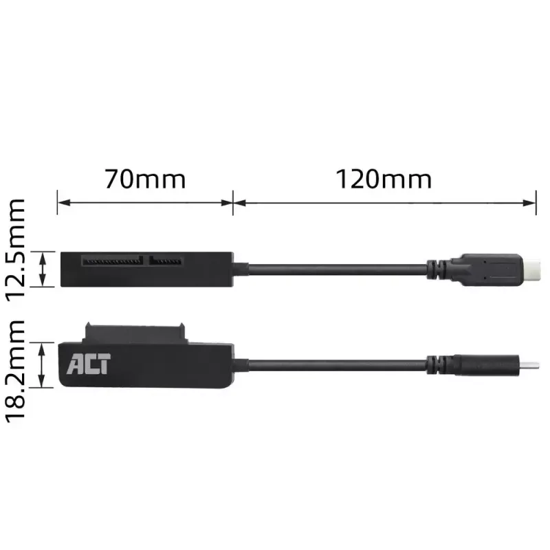 Kabel przejściówki ACT USB-C do dysku SATA 2,5 cala HDD/SSD AC1525 0,15 m czarny