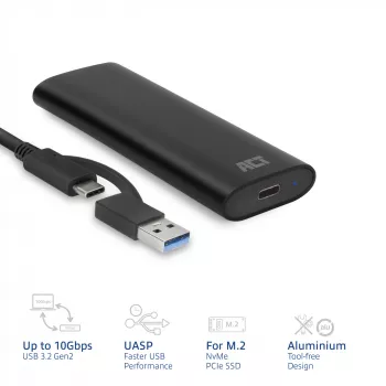 Obudowa SSD ACT AC1615 USB-C M.2 NVMe PCIe 10 Gbit/s Czarna