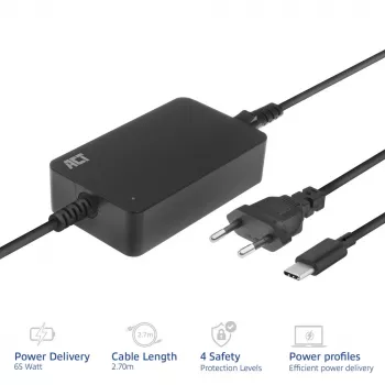 ACT Ładowarka do laptopa USB-C z profilami Power Delivery 65W