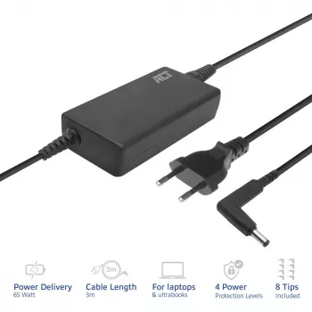 Ładowarka do laptopa ACT cienki 65 W (do laptopów do 15,6 cala)