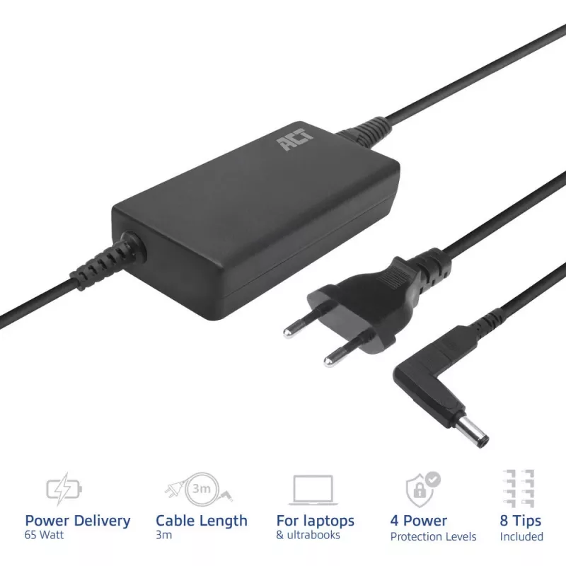 Ładowarka do laptopa ACT cienki 65 W (do laptopów do 15,6 cala)