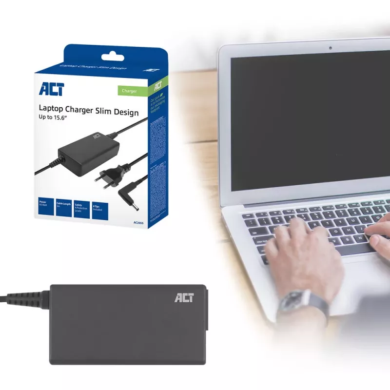 Ładowarka do laptopa ACT cienki 65 W (do laptopów do 15,6 cala)