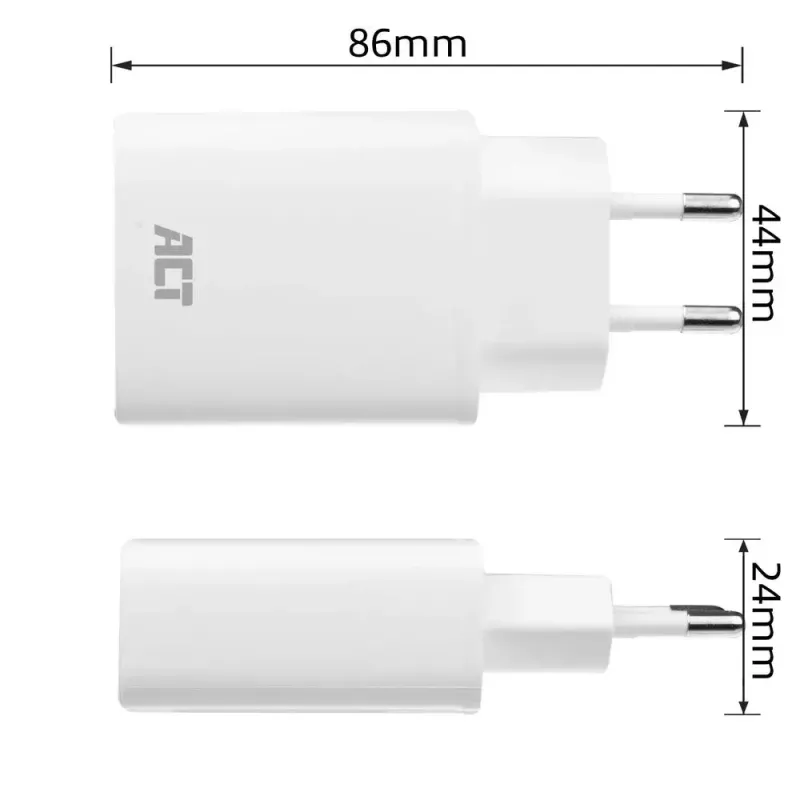 ACT Compact USB-C Charger 20W Szybkie ładowanie Uniwersalna ładowarka sieciowa Biała