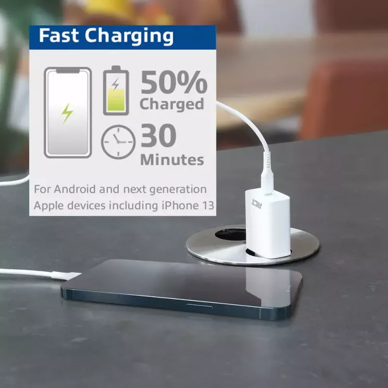ACT Compact USB-C Charger 20W Szybkie ładowanie Uniwersalna ładowarka sieciowa Biała