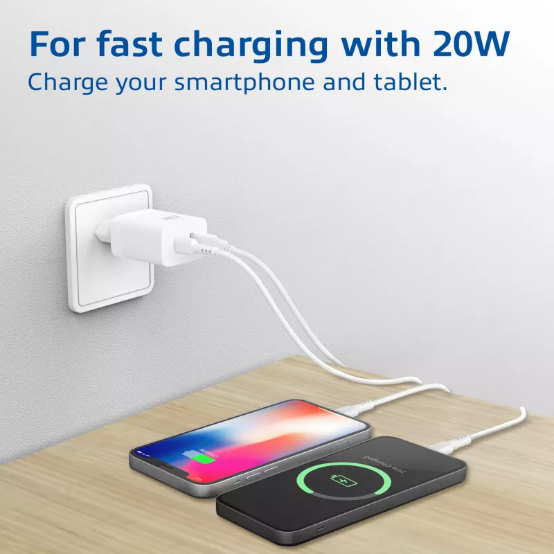 Ładowarka ACT USB-C i USB-A 20W z Power Delivery PPS, Quick Charge, GaNFast