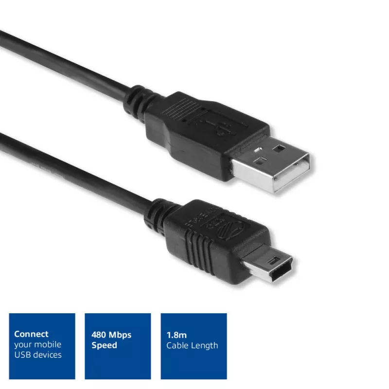 Kabel połączeniowy ACT USB 2.0 wtyk A męski - mini B męski 1,8 metra