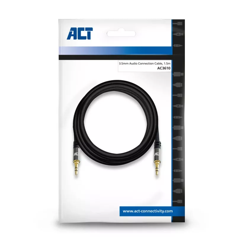 ACT 1,5 m wysokiej jakości stereofoniczny kabel audio 3,5 mm jack męski - męski