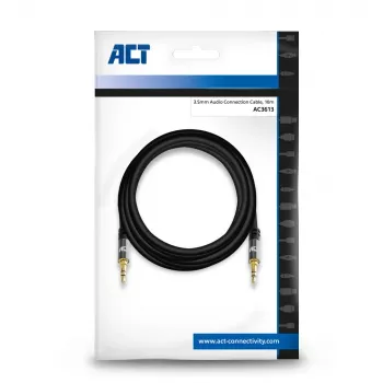 ACT 10-metrowy wysokiej jakości kabel połączeniowy audio, wtyk stereo jack 3,5 mm męski - męski