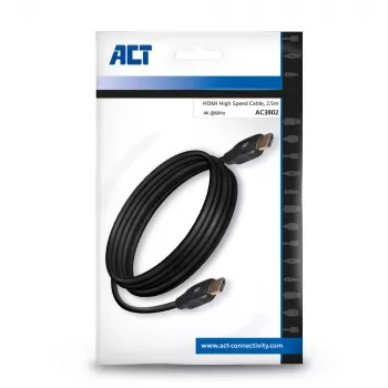 Przewód HDMI 2,5 m ACT 4K High Speed v2.0 HDMI-A męski - HDMI-A męski