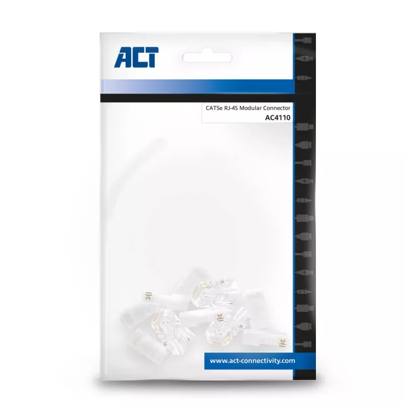 Modułowe złącze ACT CAT5E RJ-45 ACT AC4110 męskie srebrne przezroczyste 10 szt.