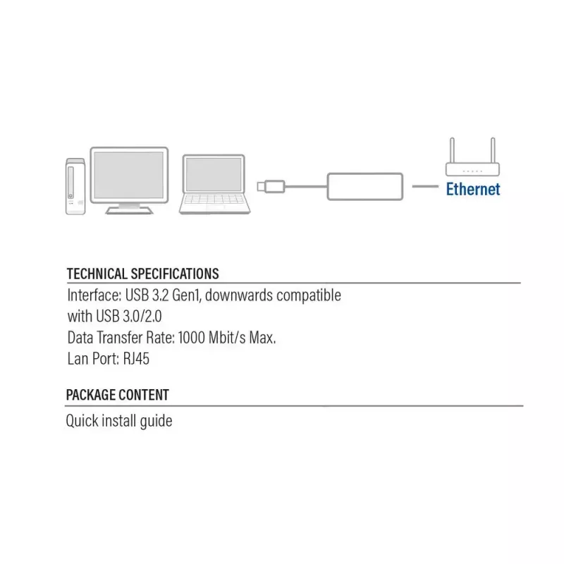 Karta sieciowa ACT AC4410 Ethernet 1000 Mbit/s Przewodowa USB