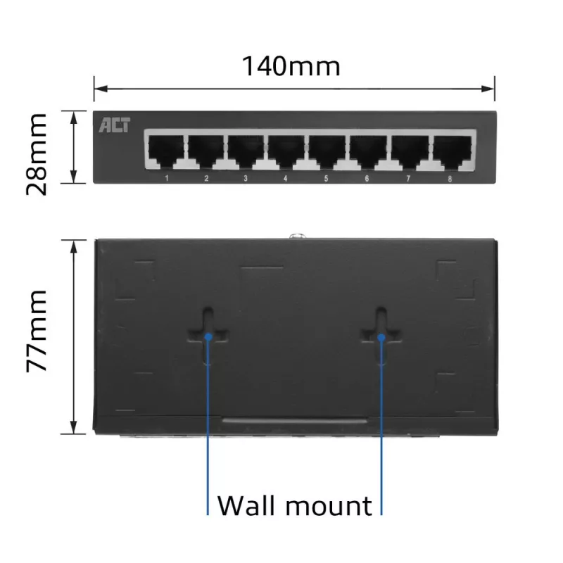 Przełącznik niezarządzalny ACT AC4418 8 portów Gigabit Ethernet 10/100/1000