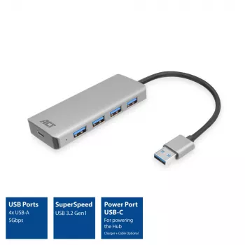 USB Hub ACT AC6121 Type-A 5000 Mbit/s Aluminium