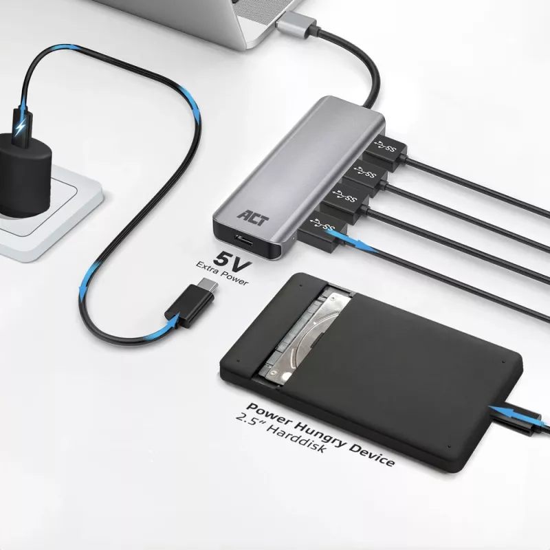USB Hub ACT AC6121 Type-A 5000 Mbit/s Aluminium