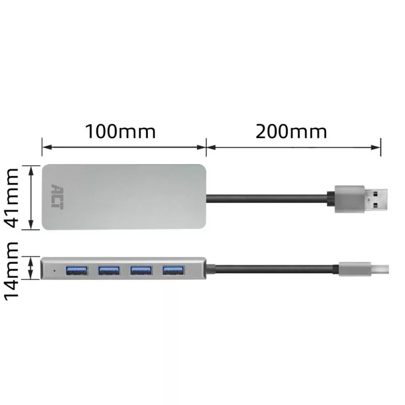USB Hub ACT AC6121 Type-A 5000 Mbit/s Aluminium