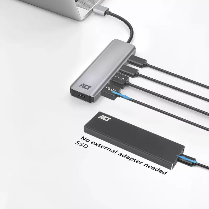 Koncentrator USB ACT AC6125 3.2 Gen 1 Type-A 5000 Mbit/s szary