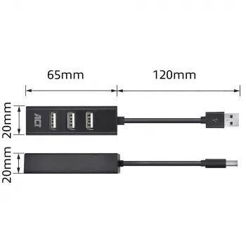 Koncentrator USB ACT AC6205 2.0 480 Mbit/s Czarny 0.12m