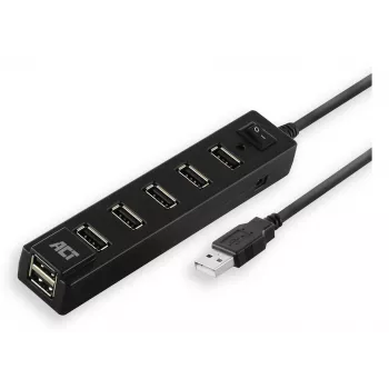 Koncentrator USB ACT AC6215 480 Mbit/s Czarny