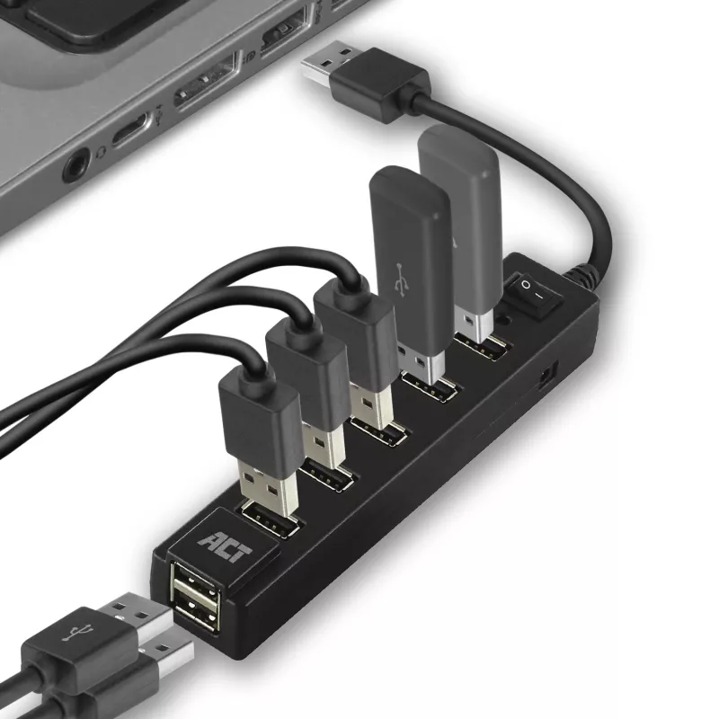 Koncentrator USB ACT AC6215 480 Mbit/s Czarny