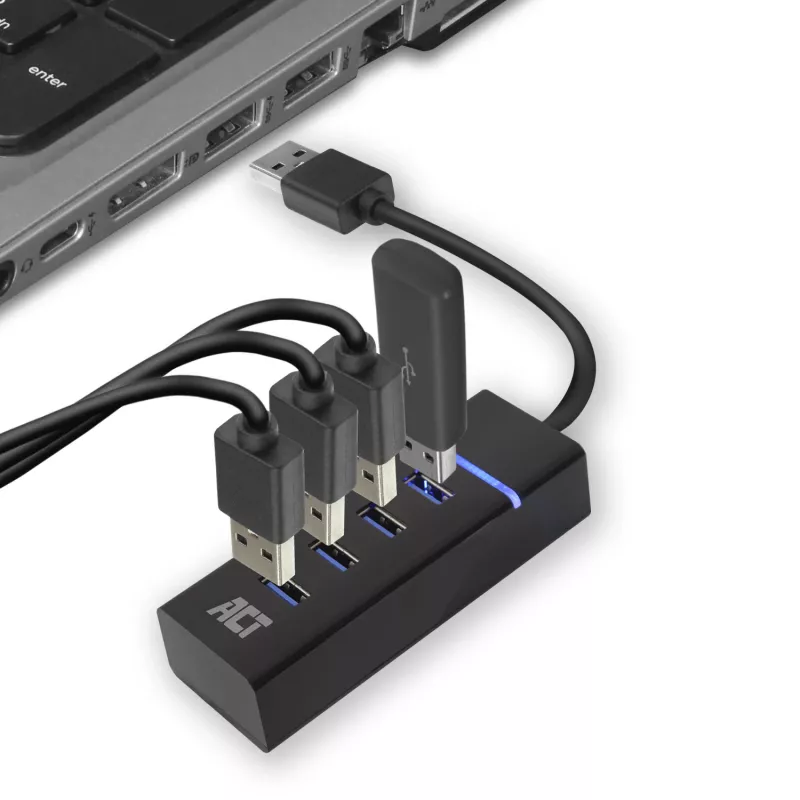 ACT AC6300 USB 3.2 Gen 1 Hub Type-A 5000 Mbit/s Czarny