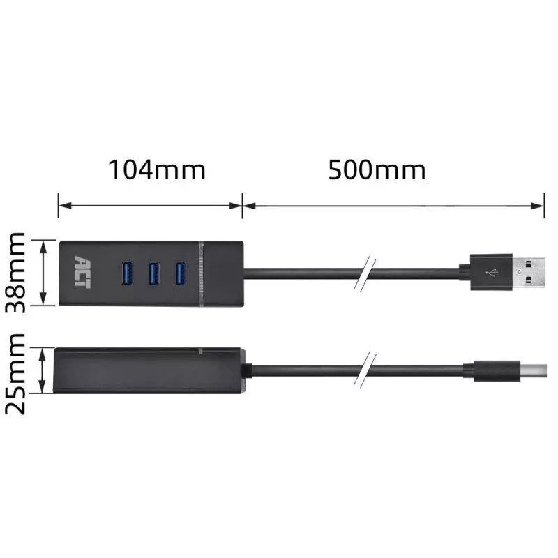 Stacja dokująca ACT AC6310 USB 3.2 Gen 1 przewodowa czarna Ethernet
