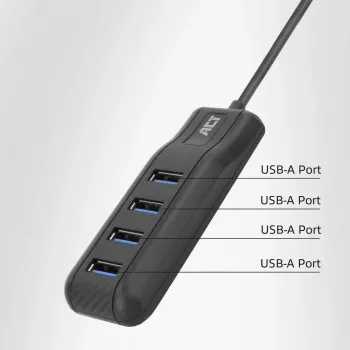 ACT AC6320 hub interfejsów USB 3.2 Gen 1 (3.1 Gen 1) Type-A 5000 Mbit/s Czarny