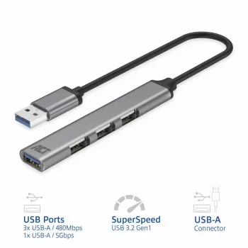 ACT AC6325 USB 3.2 Gen 1 Type-A Hub 5000 Mbit/s Szary
