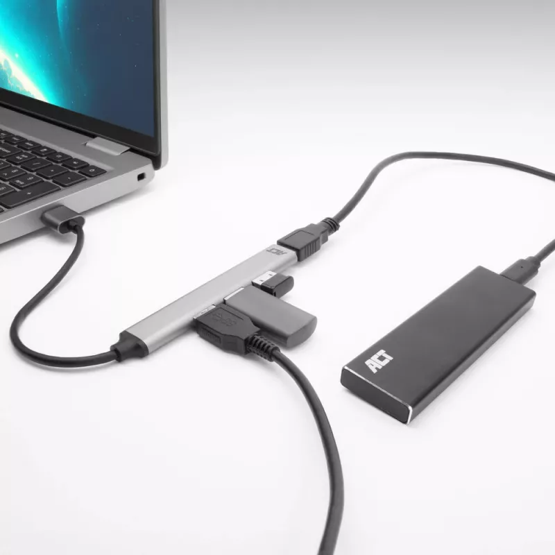ACT AC6325 USB 3.2 Gen 1 Type-A Hub 5000 Mbit/s Szary