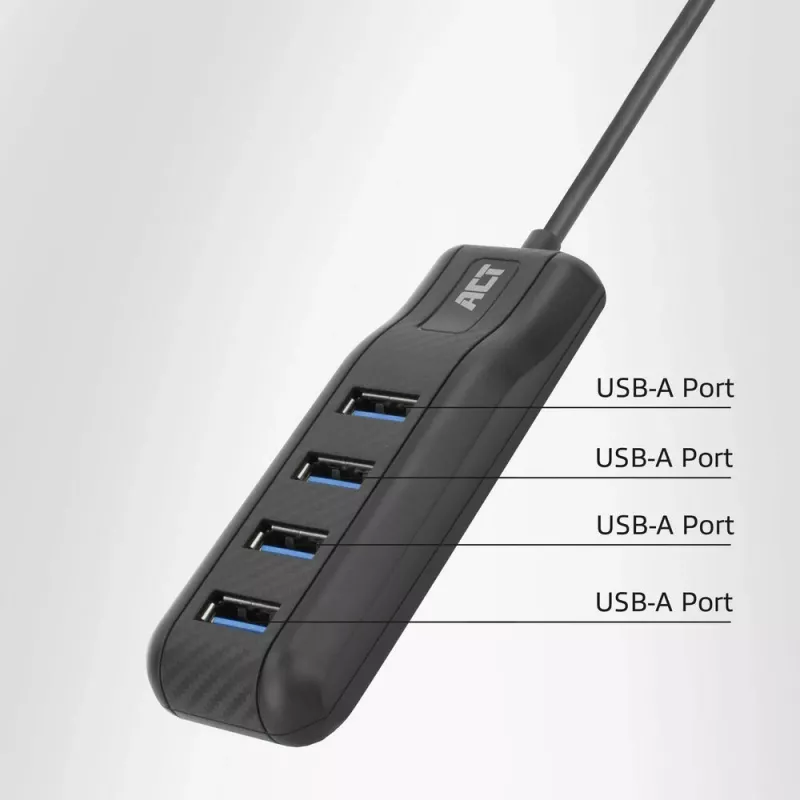 ACT AC6420 koncentrator interfejsów USB 3.2 Gen 1 (3.1 Gen 1) Type-C 5000 Mbit/s Czarny