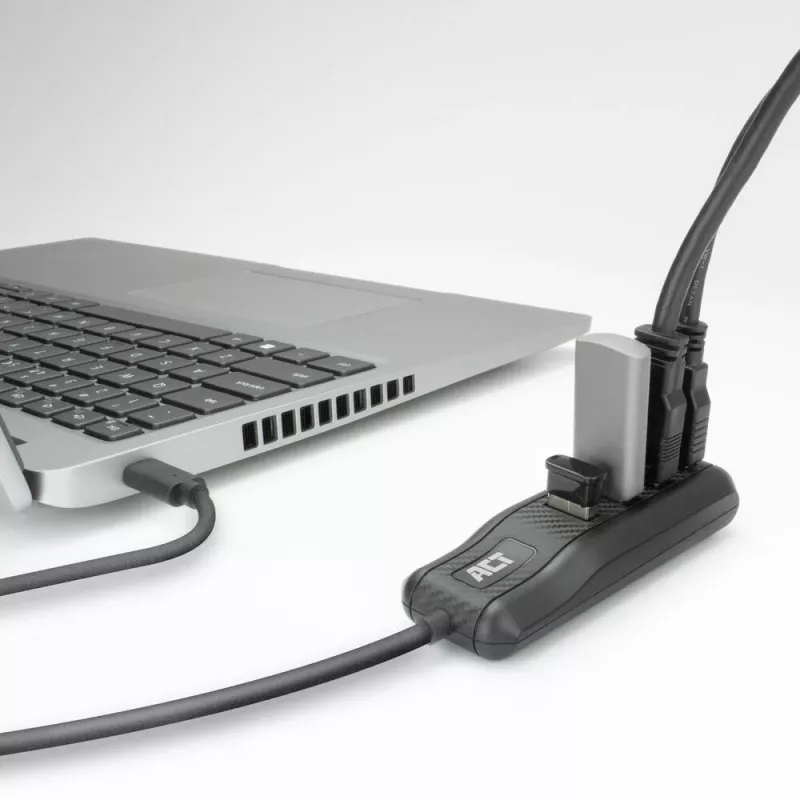 ACT AC6420 koncentrator interfejsów USB 3.2 Gen 1 (3.1 Gen 1) Type-C 5000 Mbit/s Czarny