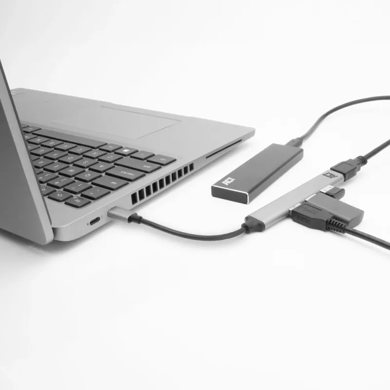 Koncentrator USB ACT AC6425 Type-C 5000 Mbit/s Aluminium Szary