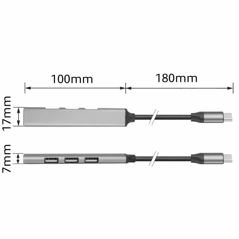 Koncentrator USB ACT AC6425 Type-C 5000 Mbit/s Aluminium Szary