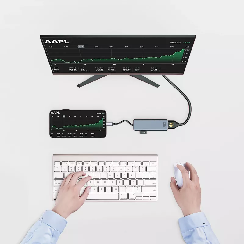Adapter wieloportowy ACT USB-C 4K do 2 monitorów HDMI, port danych USB-A