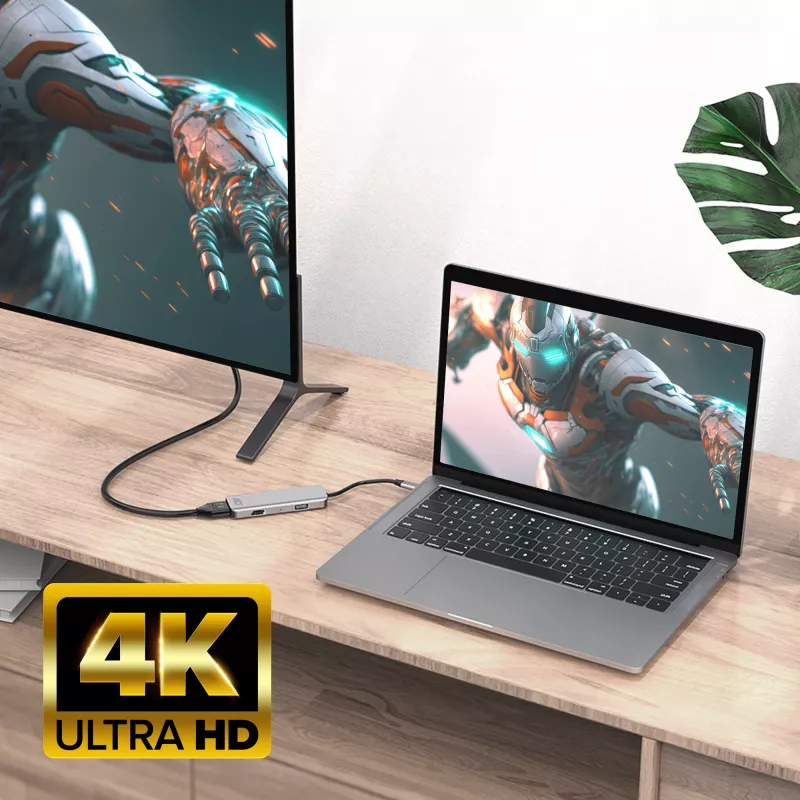 Adapter wieloportowy ACT USB-C 4K do 2 monitorów HDMI, port danych USB-A