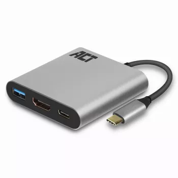 Adapter wieloportowy ACT USB-C do 1 monitora HDMI, 1x USB-A, PD pass-through