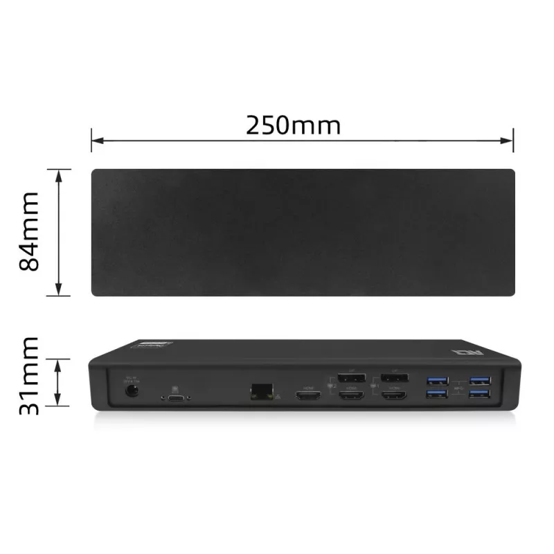 Stacja dokująca ACT USB-C 4K, dla 2 lub 3 monitorów HDMI/DisplayPort, DisplayLink