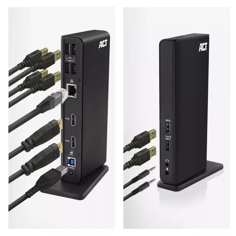 Stacja dokująca ACT Universal USB-C lub USB-A, dla 2 monitorów HDMI, DisplayLink