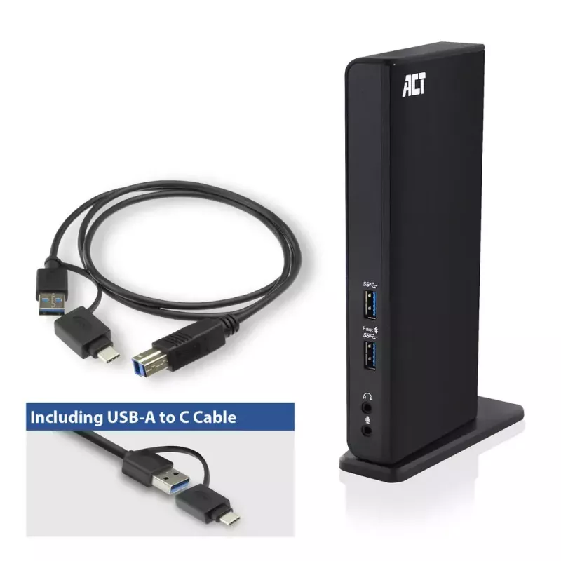 Stacja dokująca ACT Universal USB-C lub USB-A, dla 2 monitorów HDMI, DisplayLink