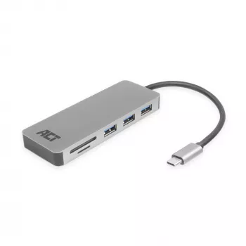 ACT USB-C Hub 3.0, 3x USB-A, czytnik kart, PD pass-through